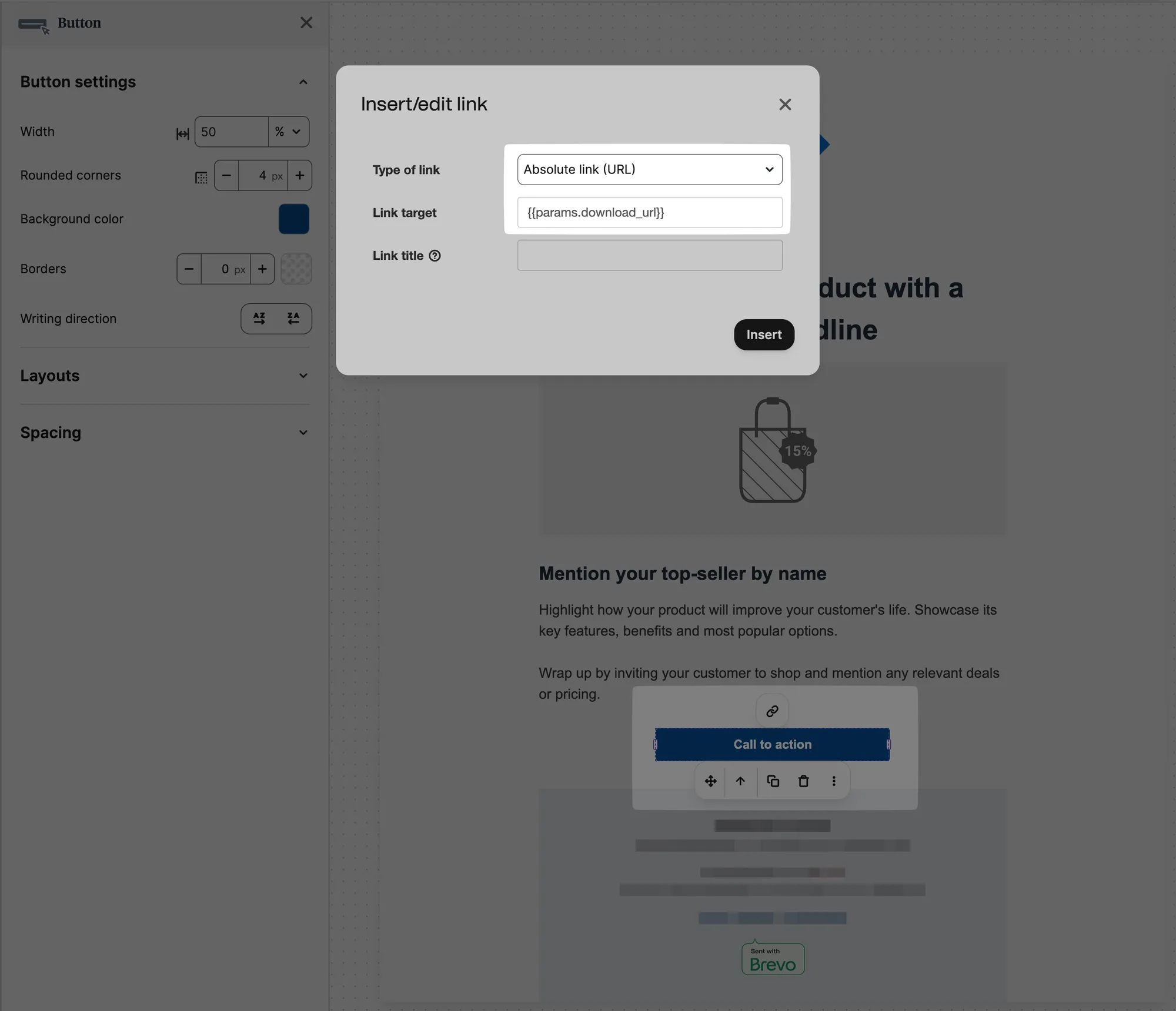 Brevo template setup step 3