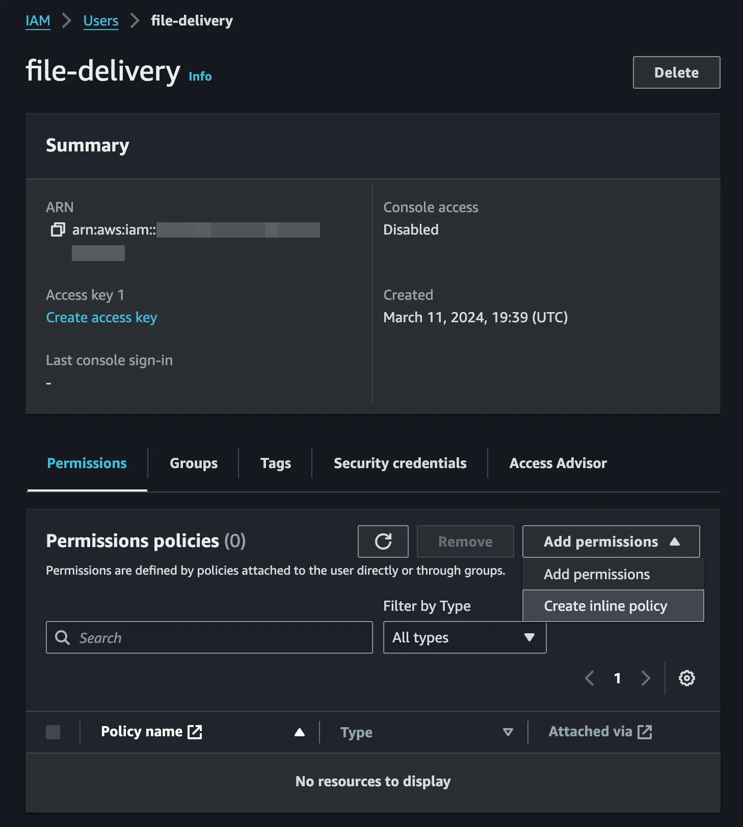 IAM user creation step 5