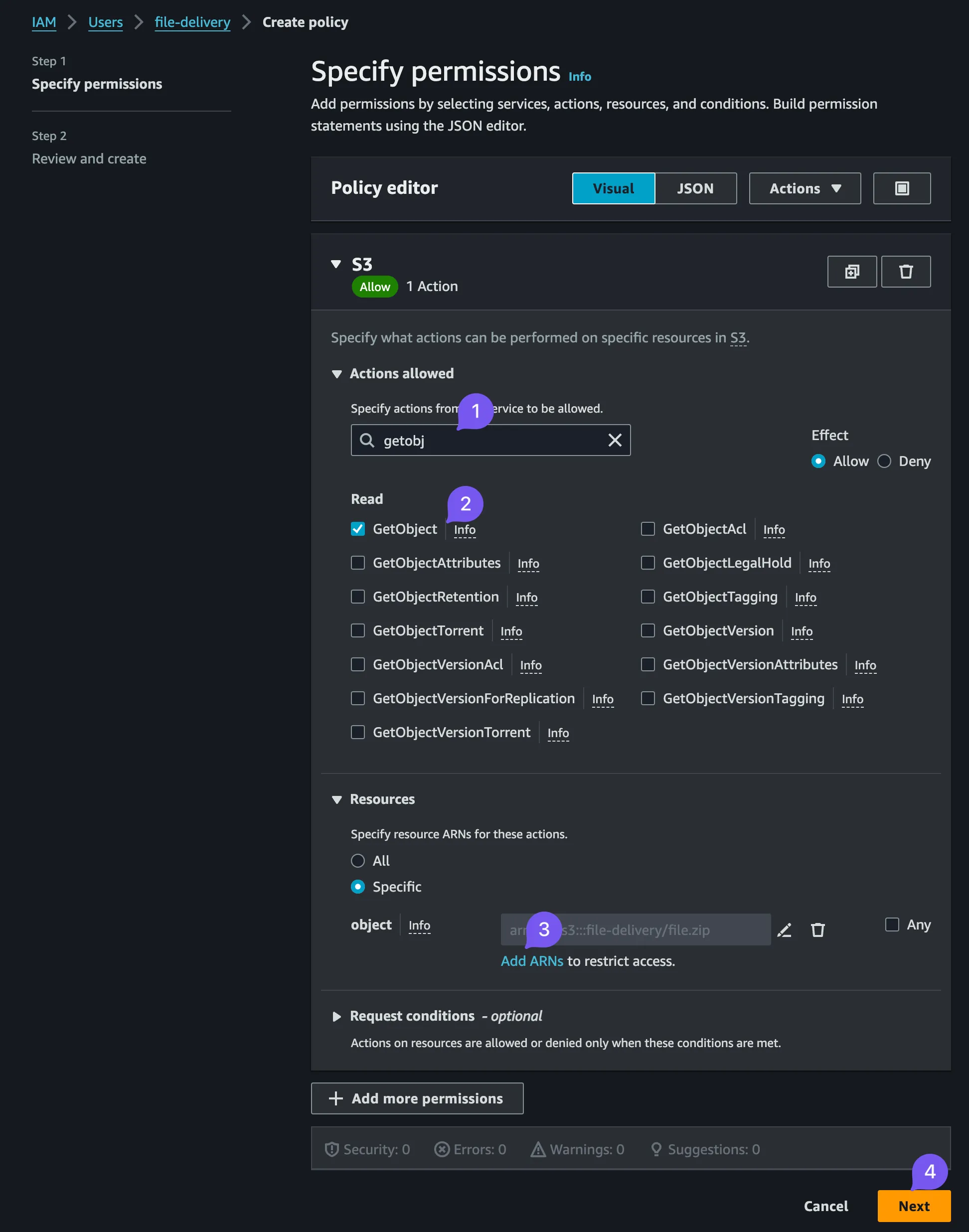 IAM user creation step 6