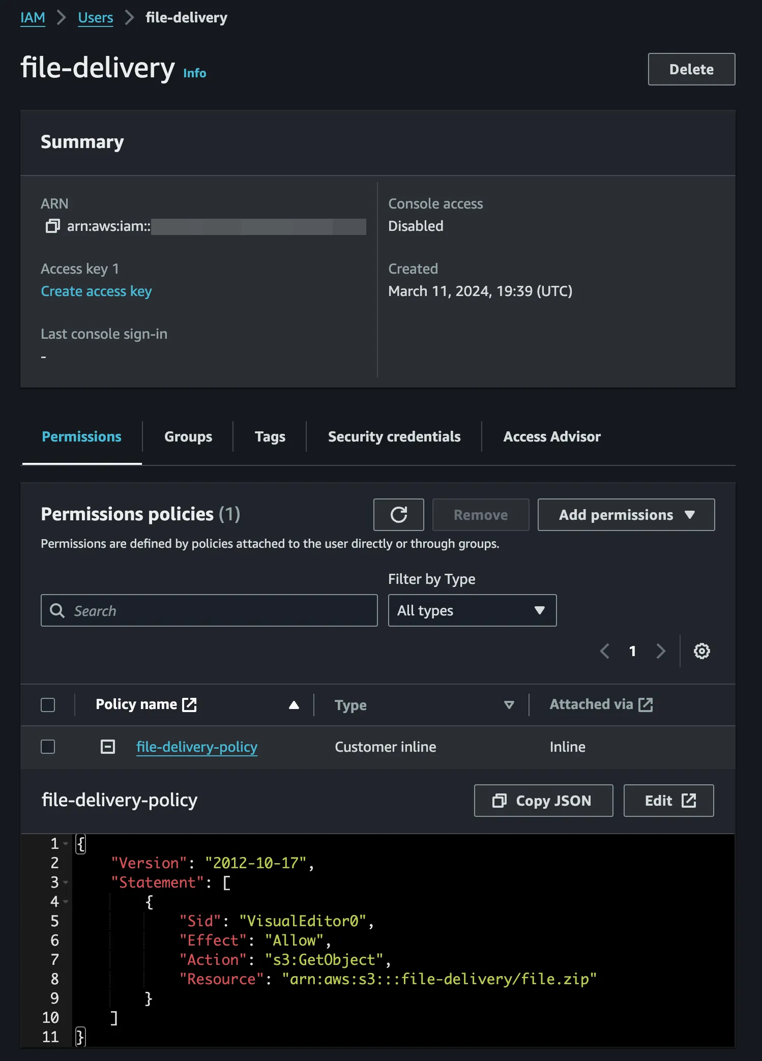 IAM user creation step 9