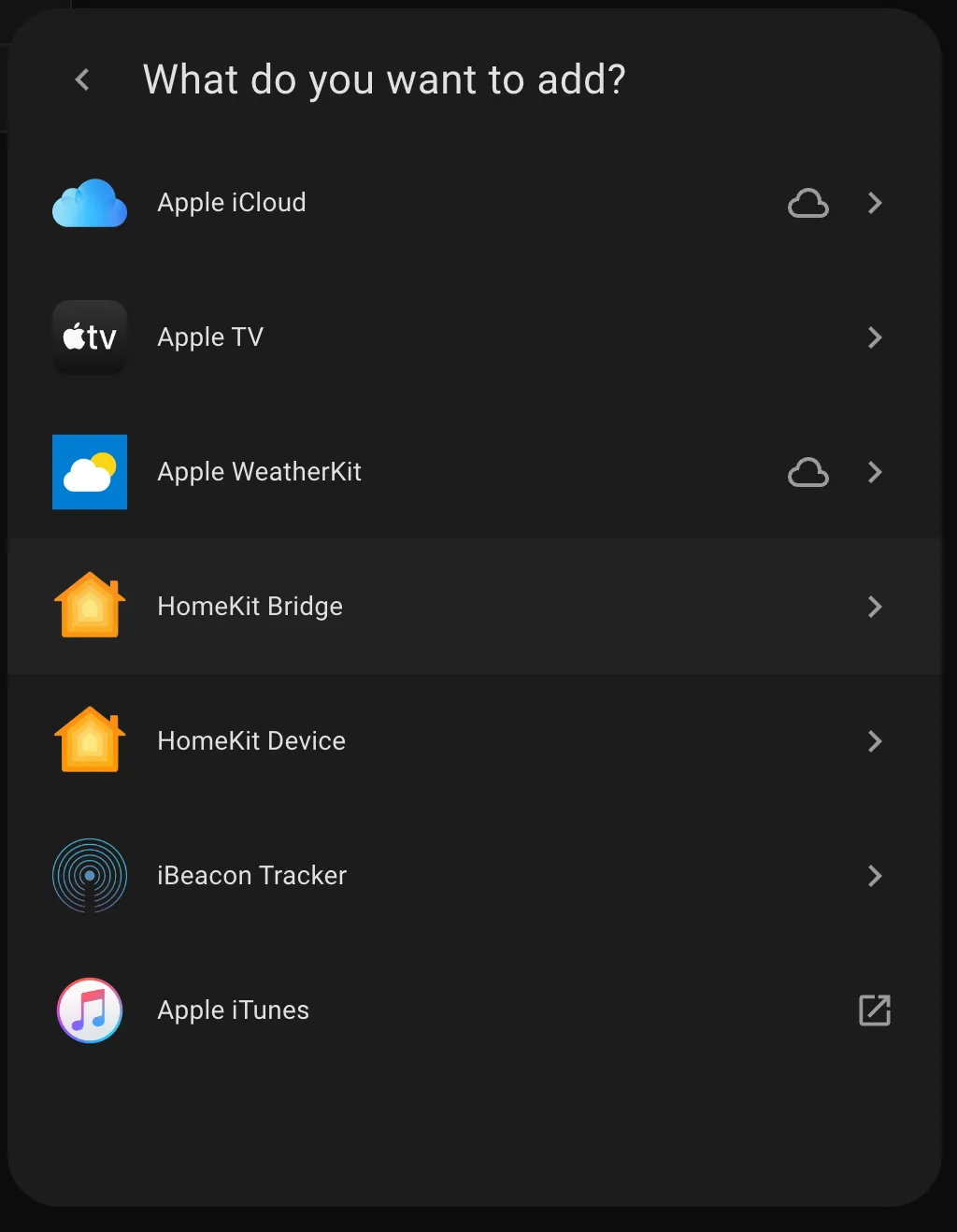 HomeKit Bridge Integration step 2