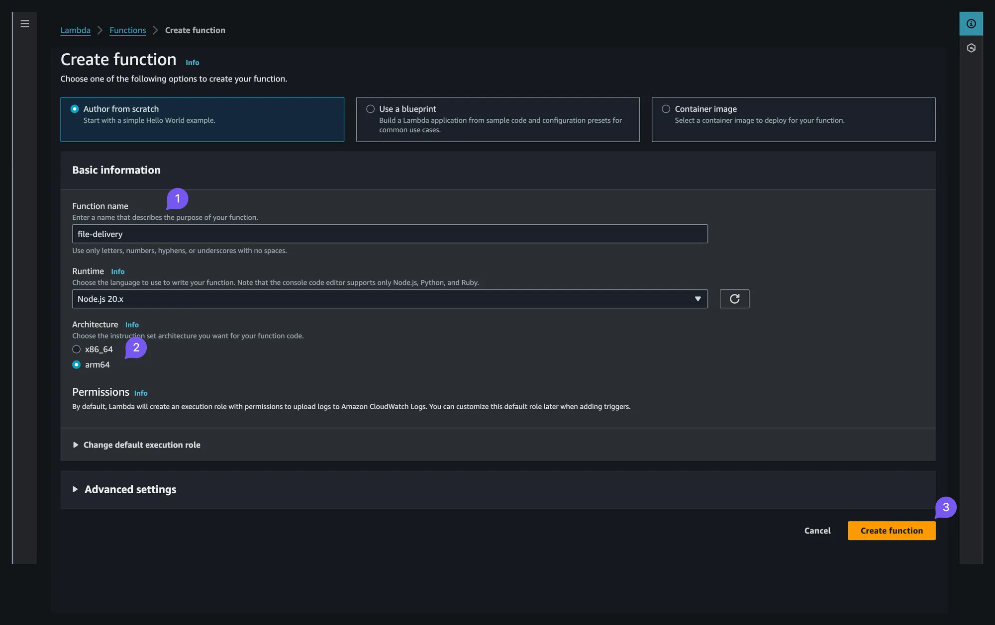 Lambda setup step 1