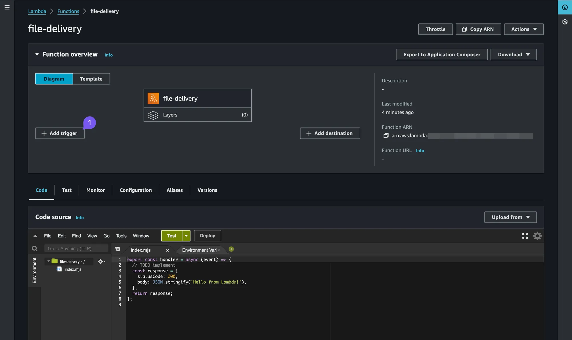 Lambda setup step 2