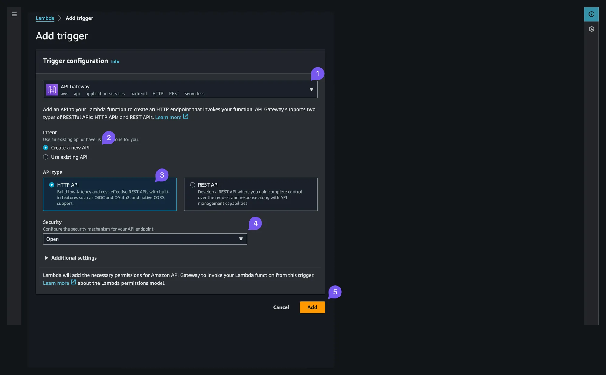 Lambda setup step 3