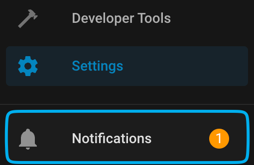 A screenshot of Home Assistant interface with Notifications highlighted.